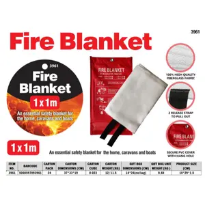 KAV Fire Blanket - Essential Accessories for Home, Kitchen, Caravans, Garages - Protect with Fire Blanket, Guard (Pack of 2)