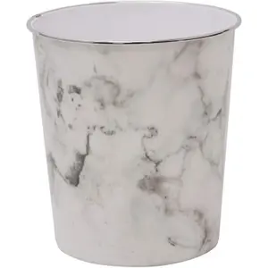 MantraRaj 9 Litre Plastic Marble Waste Paper Basket Bin Round Waste Basket Trash Can Lightweight Recycling Rubbish Bin