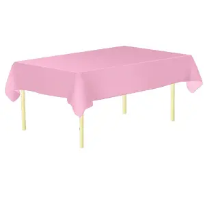 Light Pink Plastic Table Cover, Disposable Wipe Clean Waterproof Tablecloth - 54"x108"