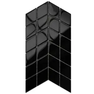 Glass mosaic on mesh for bathroom or kitchen 17.2cm x 29.8cm - Mini Black Chevron