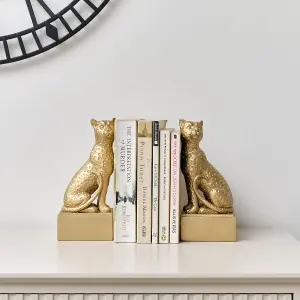 Melody Maison Gold Sitting Leopard Bookends - 20cm