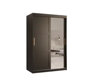 Ramiro II Contemporary 2 Sliding Door Wardrobe 5 Shelves 2 Rails Black Matt (H)2000mm (W)1200mm (D)620mm