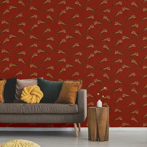 Paloma Home Pouncing Tiger Wallpaper Red (921600)