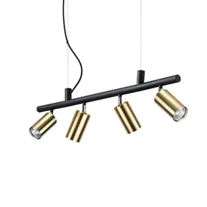 Luminosa Dynamite Indoor 4 Lights Spotlight Ceiling Pendant Lamp Brass Satin, GU10