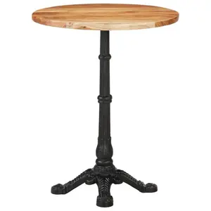 Gottschalk Round Solid Wood Top Metal Base Dining Table Brown