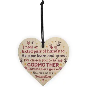 Red Ocean Godmother Godparent Asking Gifts Wooden Heart Baby Shower Gifts New Baby Gift