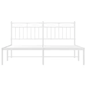 Berkfield Metal Bed Frame with Headboard White 150x200 cm