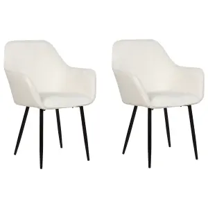 Set of 2 Dining Chairs ALDEN Boucle White