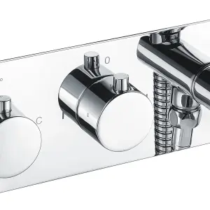 Nes Home 2 Dial 2 Way Round Thermostatic Concealed Valve Diverter & Shower Handset