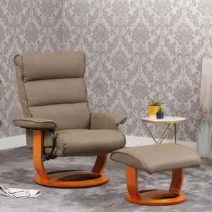 Carnegie Bonded Leather Swivel Recliner with Massage and Heat - Beige