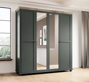 Evora 20 Hinged Wardrobe W2000mm H2160mm D620mm - Green & Oak Lefkas Harmony