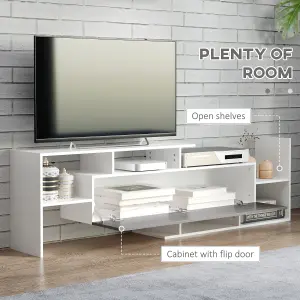 HOMCOM TV Cabinet Unit w/ Wall-Mounted Shelf, Open Shelves White and Grey