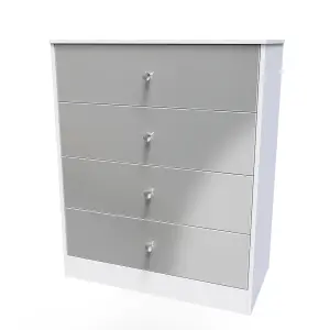 Taunton 4 Drawer Chest in Uniform Grey Gloss & White (Ready Assembled)