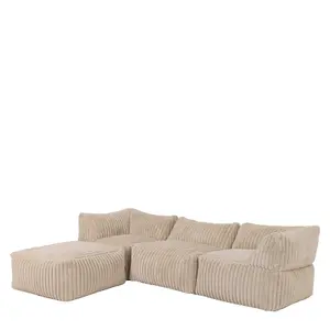 icon Tetra Ribbed Faux Fur Modular Sofa Bean Bag - Natural (4pc, Combination 2)