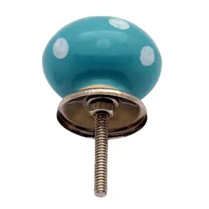 Nicola Spring - Round Ceramic Cabinet Knobs - Spot - Pack of 6