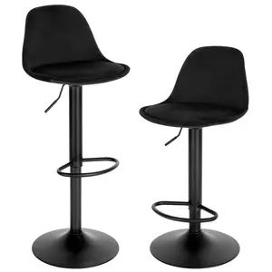 Kovary Swivel Adjustable Height Stool (Set of 2) Black