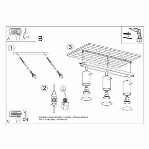 Ring Steel Black 3 Light Classic Ceiling Light