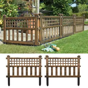 Pack of 4 Bronze Plastic Fence Panels Garden Lawn Edging - Constructed From a Tough Polyurethane - With Bronze Coloured Finish