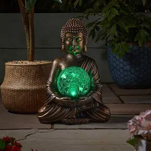 Solar Powered Colour Changing LED Lights Buddha Garden Ornament