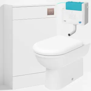 Bubly Bathrooms™ D Shape Back to Wall Toilet with 500mm WC Unit & Side-Entry Concealed Cistern - Square Brushed Bronze Plate