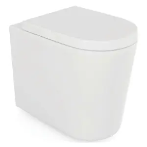 Zeus White Ceramic Rimless Design Back to Wall Toilet with Soft Closing Toilet Seat