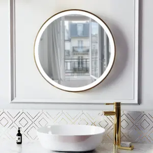 Nes Home Touch Sensor Bathroom LED Mirror Demister 600mm Brushed Brass