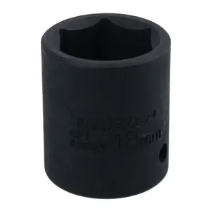 18mm 3/8in Drive Shallow Stubby Metric Impacted Socket 6 Sided Single Hex