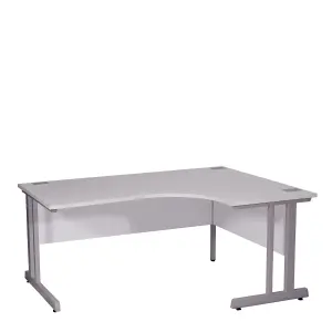 Nautilus Designs Computer Desk White Top Silver Frame Right-Hand Workstation w/ Cable Management for Home Office, Gaming (W)1600m