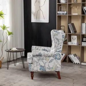 Wingback Armchair, Retro Accent Chair Soft Padded Fabric Lounge Padded Sofa Chair, Retro Vantage Leisure Chair