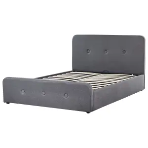 Fabric EU Double Size Ottoman Bed Dark Grey RENNES