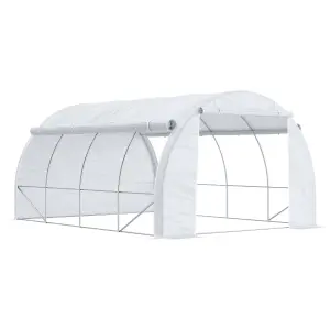 Outsunny 4 x 3 x 2 m Polytunnel Greenhouse Pollytunnel Tent w/ Steel Frame White