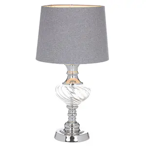 Witney Chrome and Glass Table Lamp, Charcoal