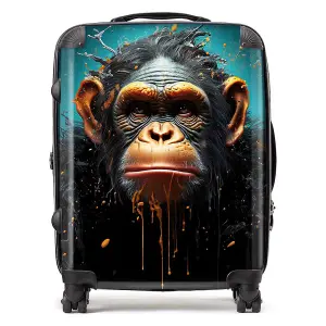 Monkey Face Splashart Blue Suitcase - Large