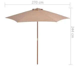 Berkfield Outdoor Parasol with Wooden Pole 270 cm Taupe