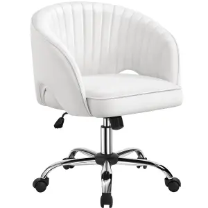 Yaheetech Accent Armchair with Tufted Barrel - White / Faux Leather