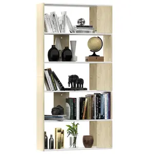 Berkfield Book Cabinet/Room Divider White and Sonoma Oak 80x24x159 cm Engineered Wood