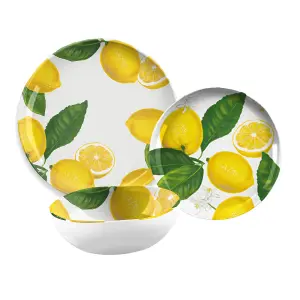 Purely Home Lemon Fresh 6 Piece Melamine Dinnerware Set for 2