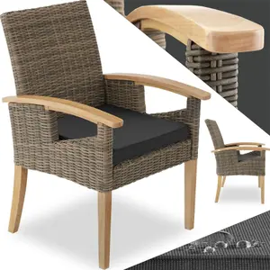 Garden Chair Rosarno - polyrattan with wooden frame, weather and UV-resistant - nature