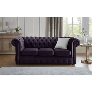 Chesterfield 3 Seater Fabric Malta Amethyst 03 Sofa