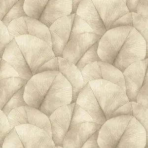 Galerie Kumano Beige Repeatable Palm Leaf 4-Panel Wallpaper Mural