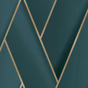 Debona Armando Herringbone lattice Geometric Motif Geo Metallic Vinyl Wallpaper Green Gold 2122