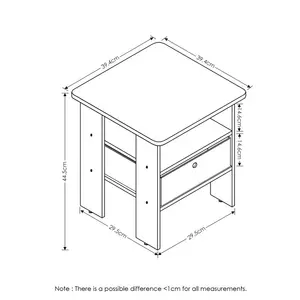 Joseph Side Table Nightstand with Bin Drawer, 2 per set (Set of 2) White