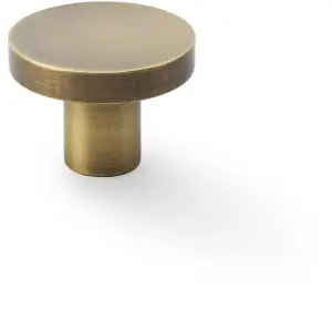 Slim Round Door Knob - Antique Brass 38mm Modern Cupboard Cabinet Pull Handle