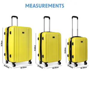 Sealey Dellonda 3-Piece ABS Luggage Set with Integrated TSA Approved Combination Lock - Yellow - DL124 DL124