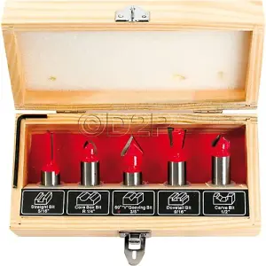 5Pcs Wood Working Router Bit Set For Electric Router Trimmer Power Tool