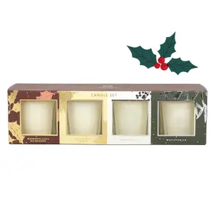 Votive Candles Set of 4 Soy Blend 55g Scents Holiday Christmas Decor Gift Box