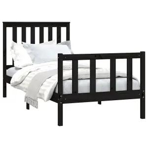 Berkfield Bed Frame with Headboard Black 90x200 cm Solid Wood Pine