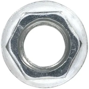 Pack of 100 M10 Zinc Plated Serrated Flange Nuts - 1.5mm Pitch DIN 6923 for Secure Fastening