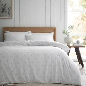 Catherine Lansfield Brushed Polka Dot Cotton Reversible Single Duvet Cover Set with Pillowcase Grey