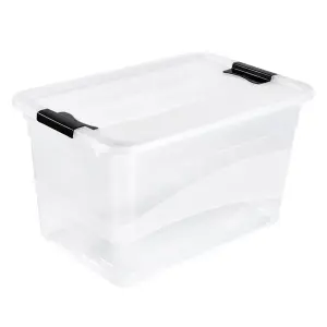 Keeeper Set of 3 Storage Crystal-Box 52 Litre with Lid - Transparent